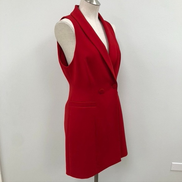 Alice + Olivia Latoya Blazer Mini Dress Perfect Ruby Red Womens 6 Sleeveless - Picture 11 of 15